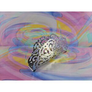 Decorative Metal Regal-Style Napkin Holder, 6'', Silver